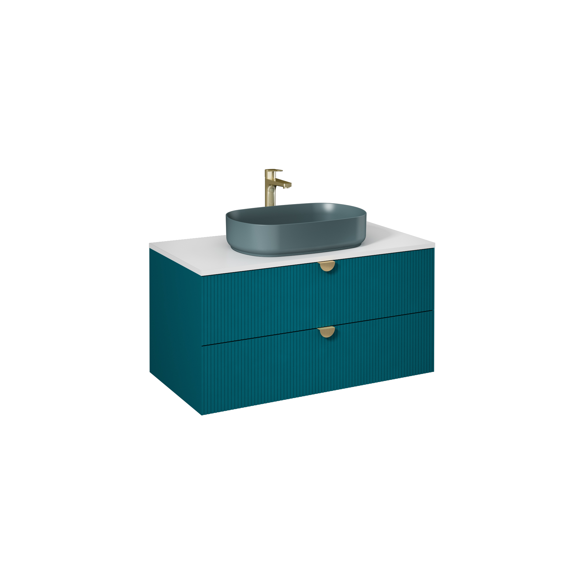 Infinity Washbasin Cabinet Dark Salmon, with Salmon Washbasin 51"