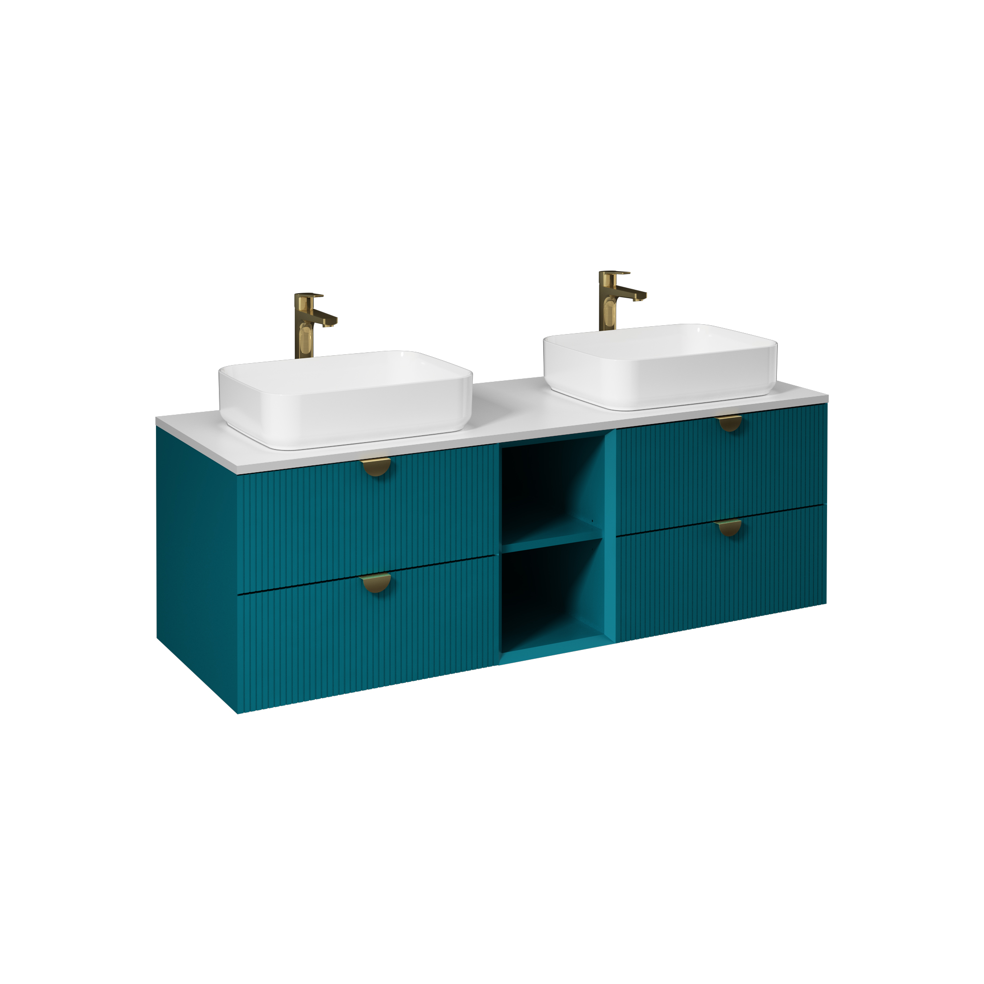 Infinity Washbasin Cabinet Dark Salmon, with Salmon Washbasin 51"