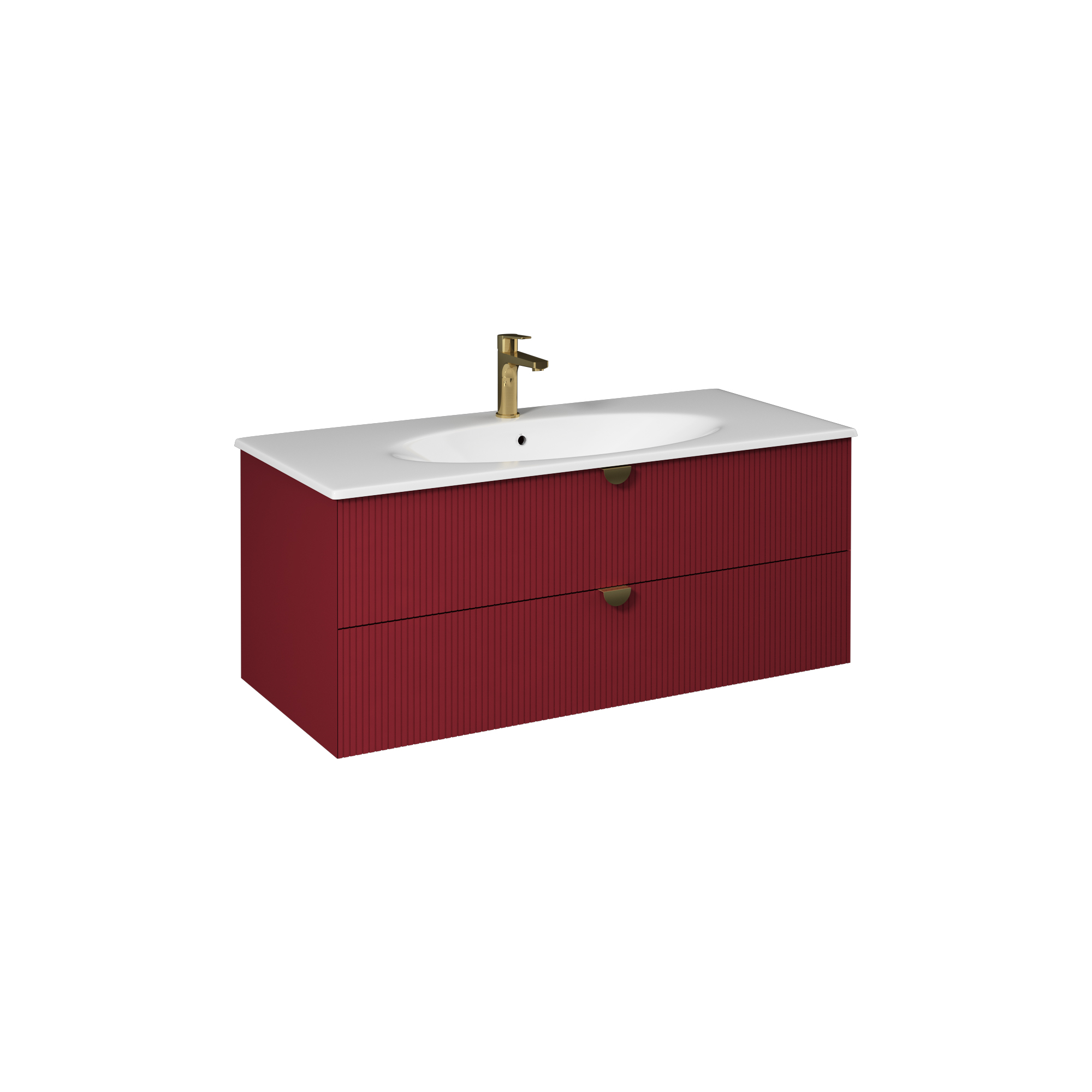 Infinity Washbasin Cabinet Dark Salmon, with Salmon Washbasin 51"