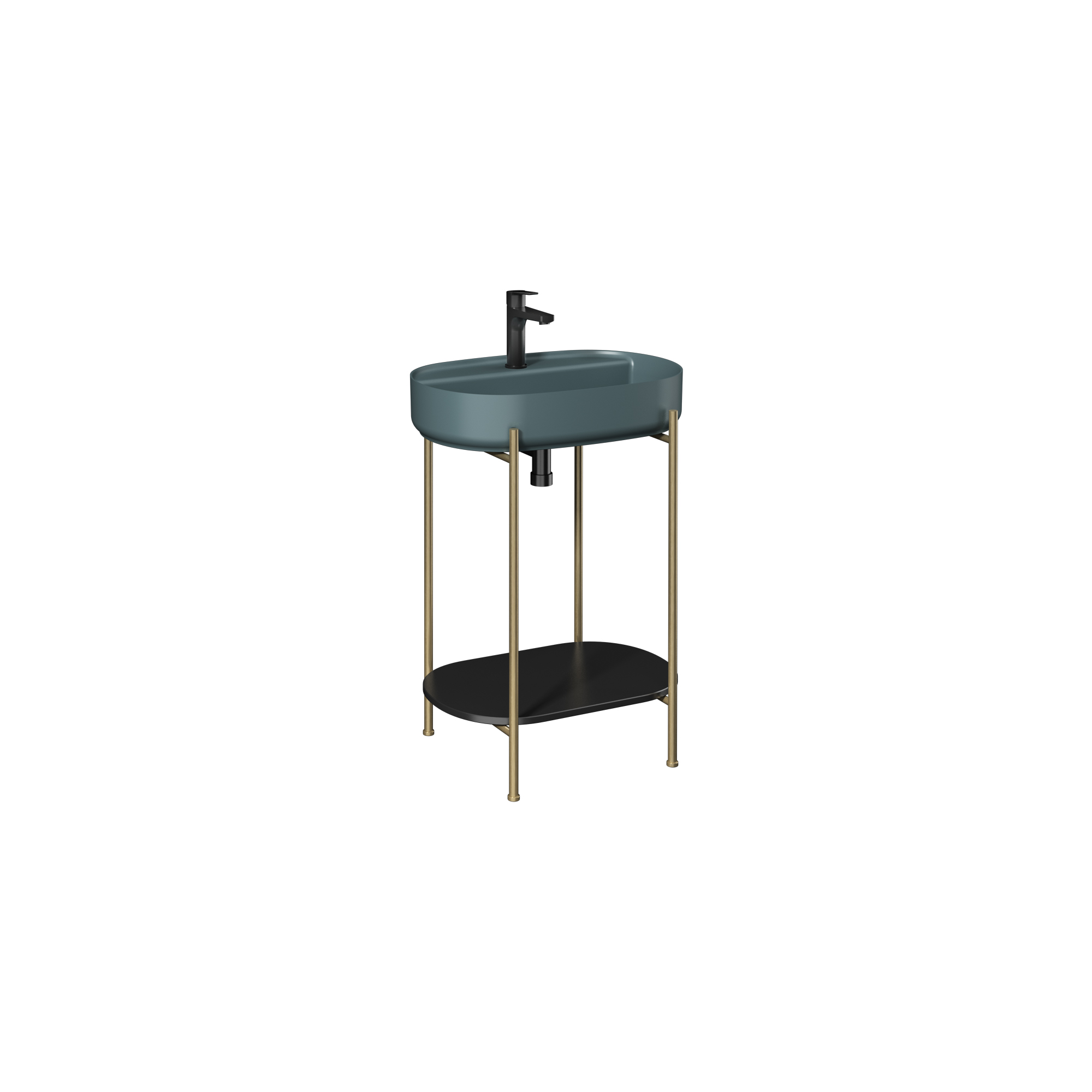 Puno Washbasin Cabinet, With Petrol Green Washbasin 24"