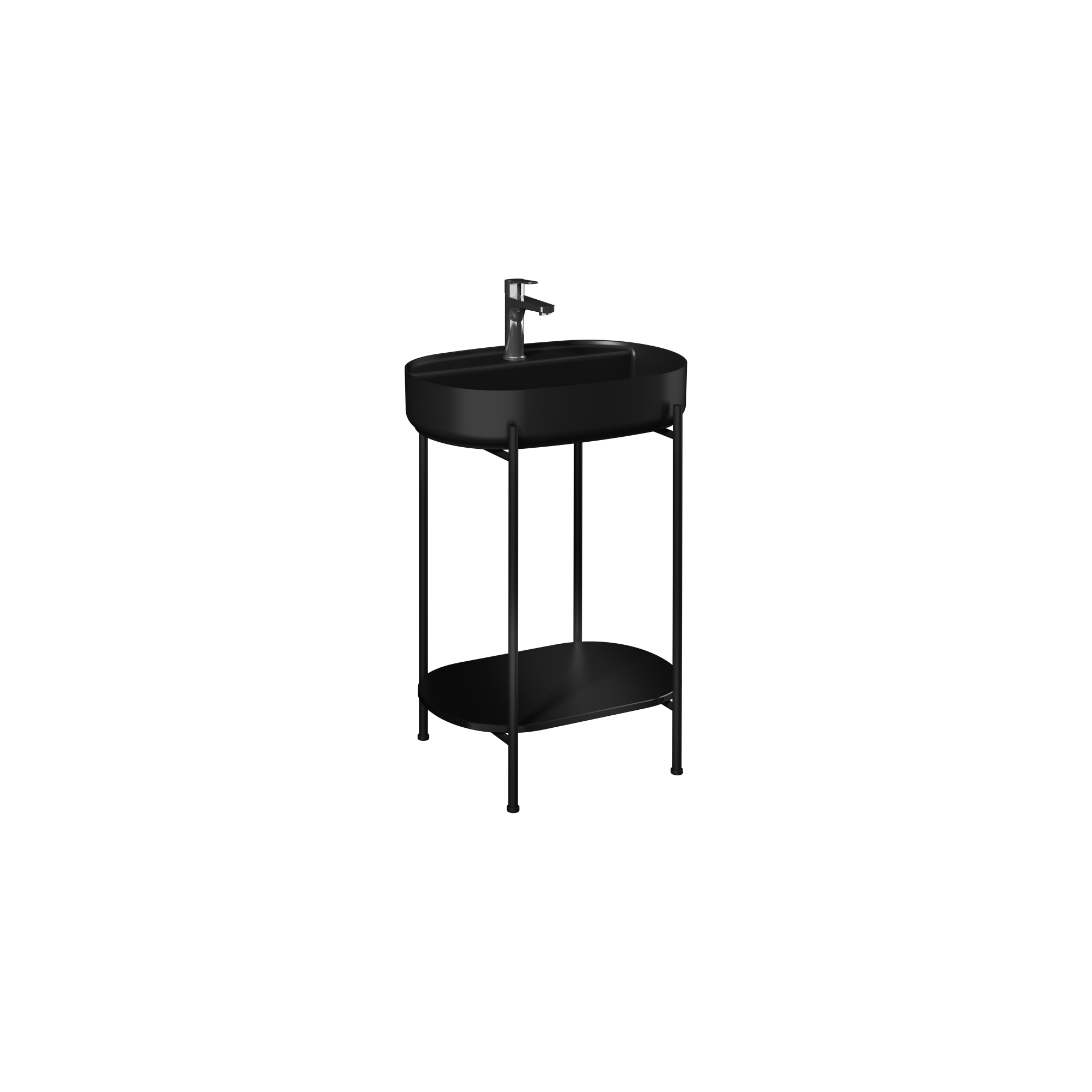 Puno Washbasin Unit Black, Black washbasin 24"
