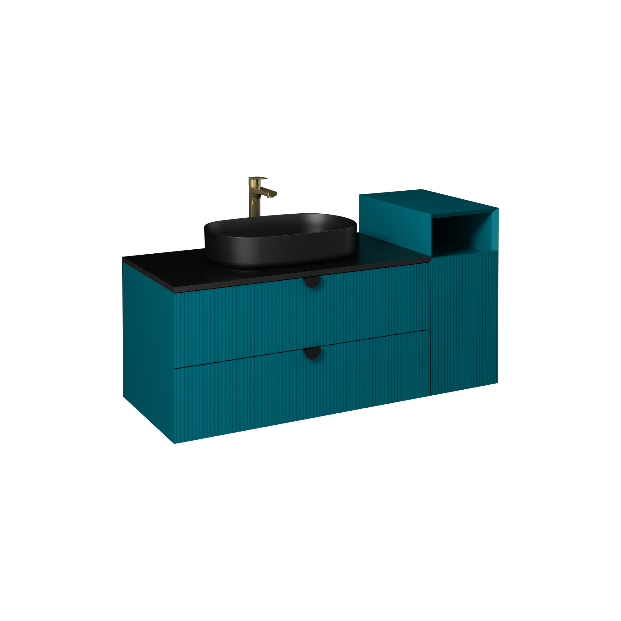 Infinity Washbasin Cabinet Dark Salmon, with Salmon Washbasin 51"