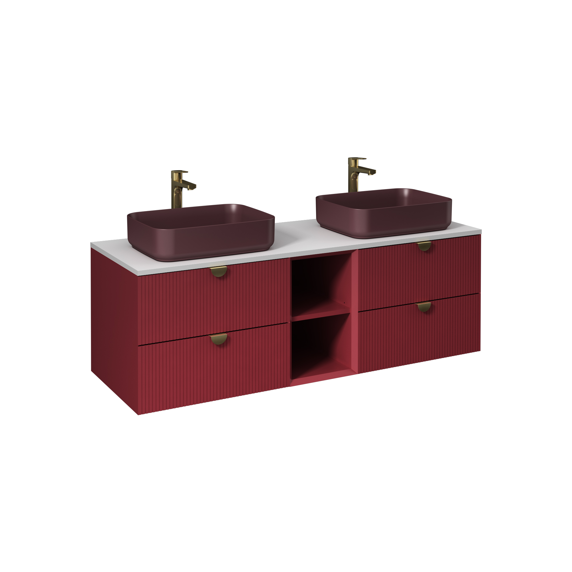 Infinity Washbasin Cabinet Dark Salmon, with Salmon Washbasin 51"