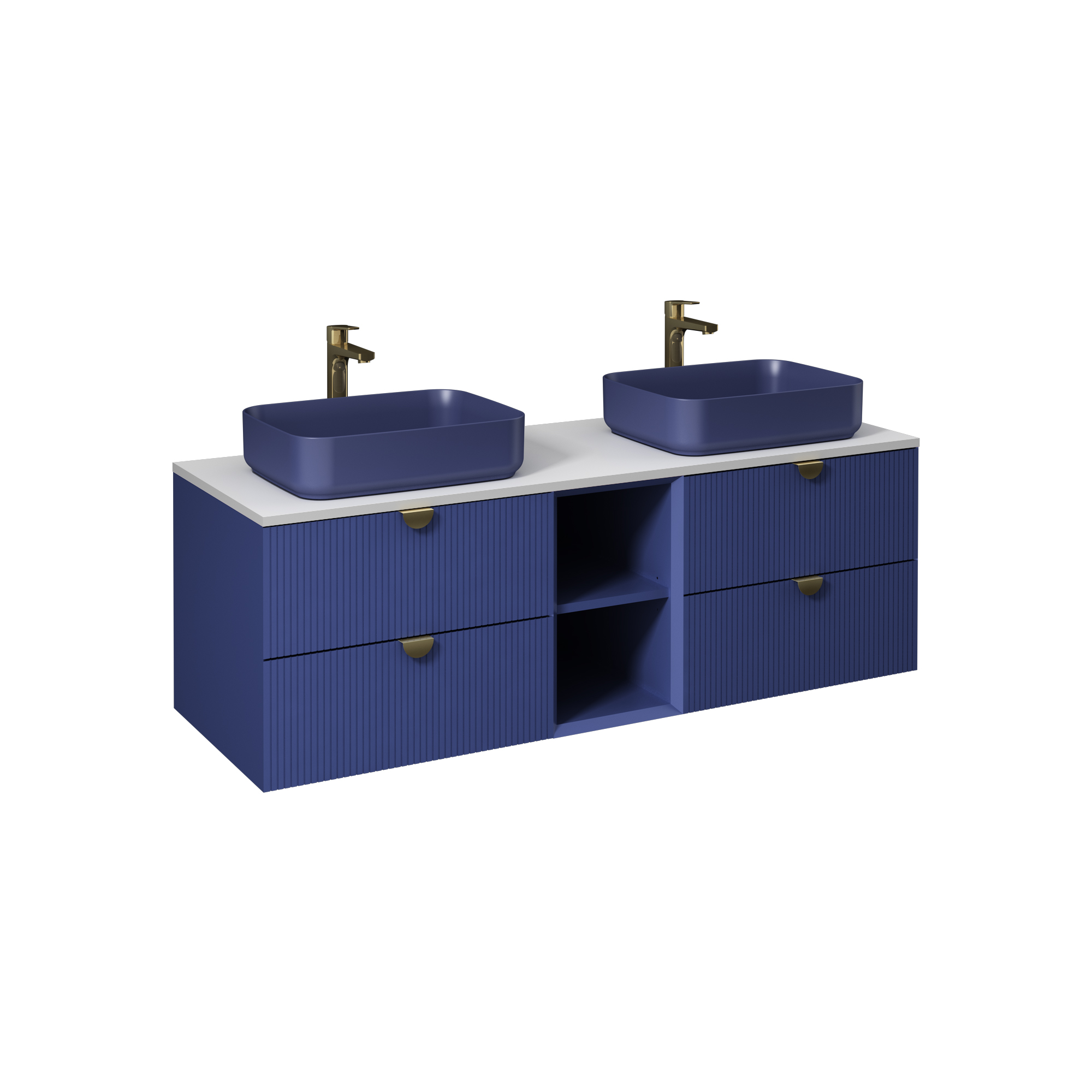 Infinity Washbasin Cabinet Dark Salmon, with Salmon Washbasin 51"