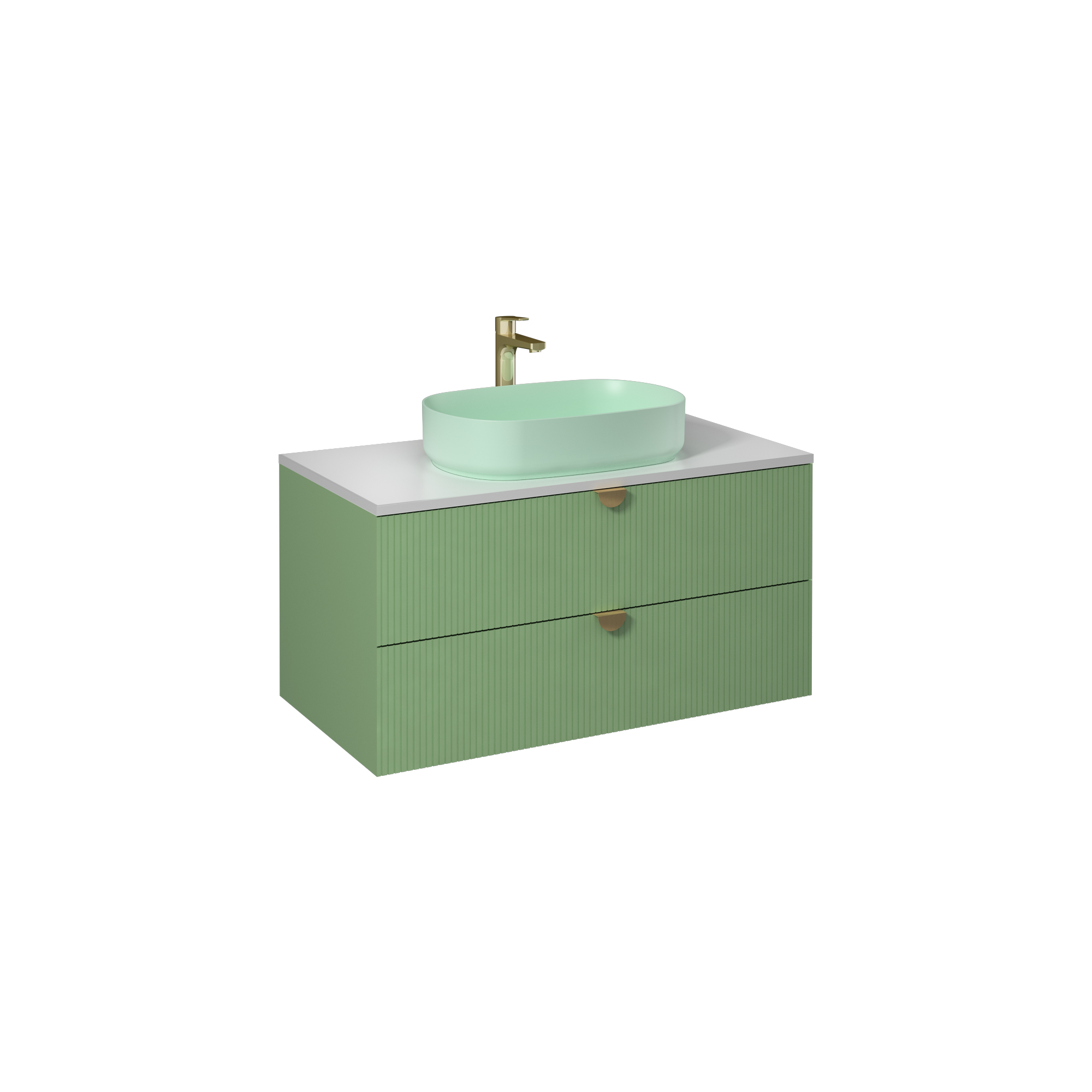 Infinity Washbasin Cabinet Dark Salmon, with Salmon Washbasin 51"