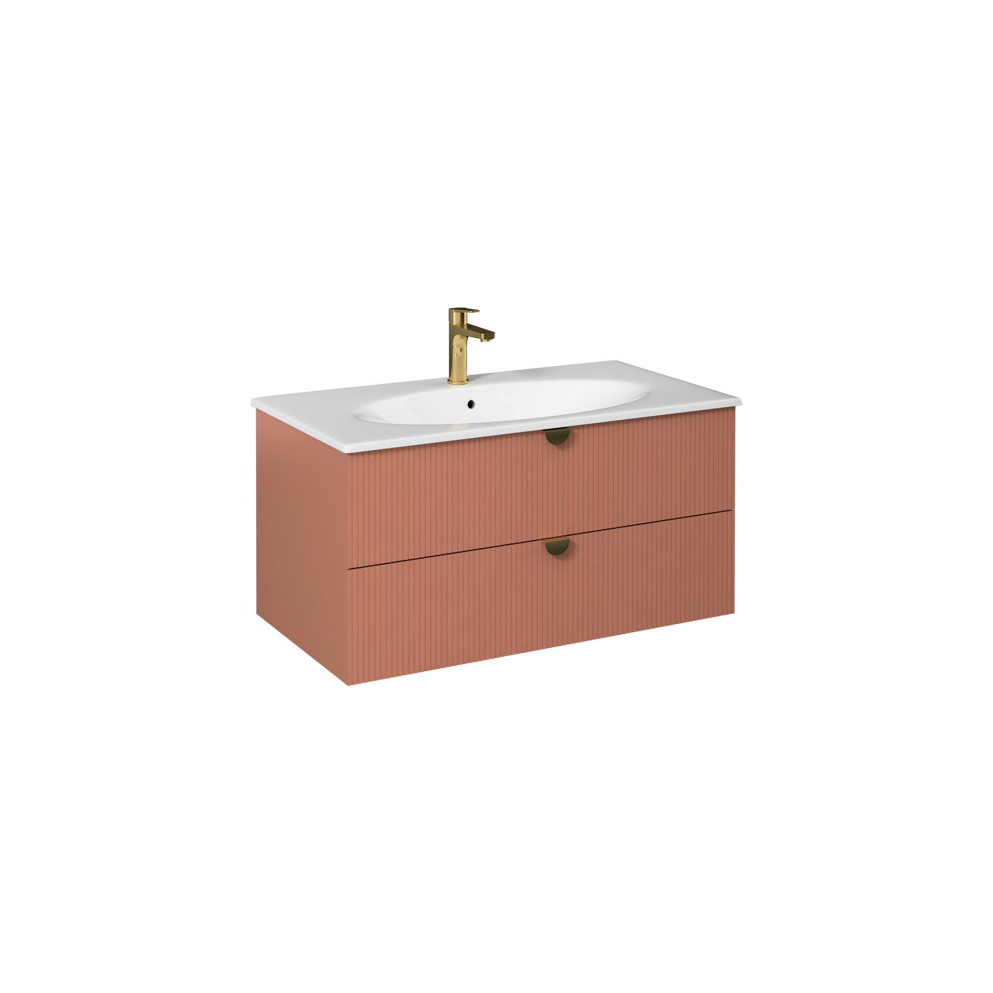 Infinity Washbasin Cabinet Dark Salmon, with Salmon Washbasin 51"