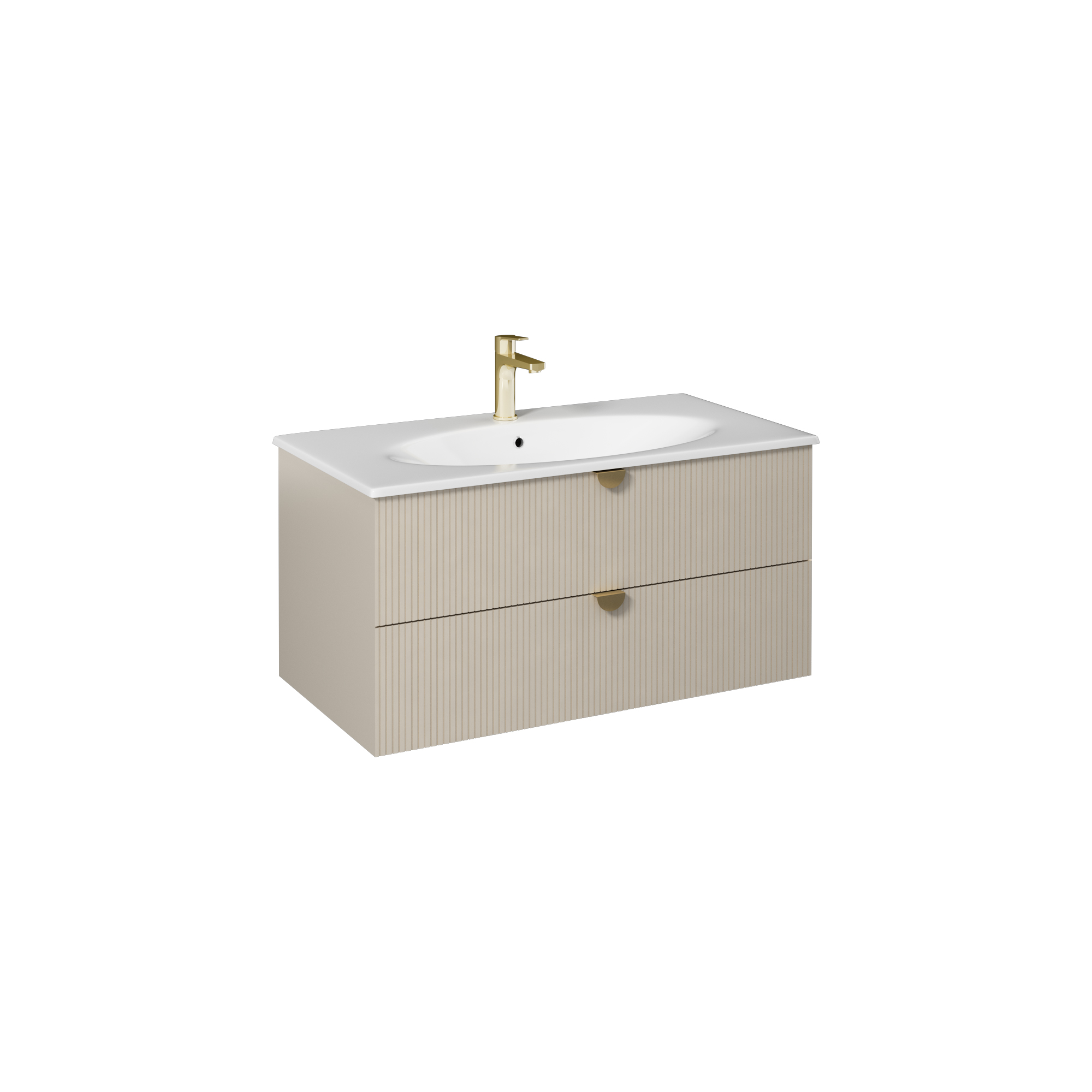Infinity Washbasin Cabinet Dark Salmon, with Salmon Washbasin 51"