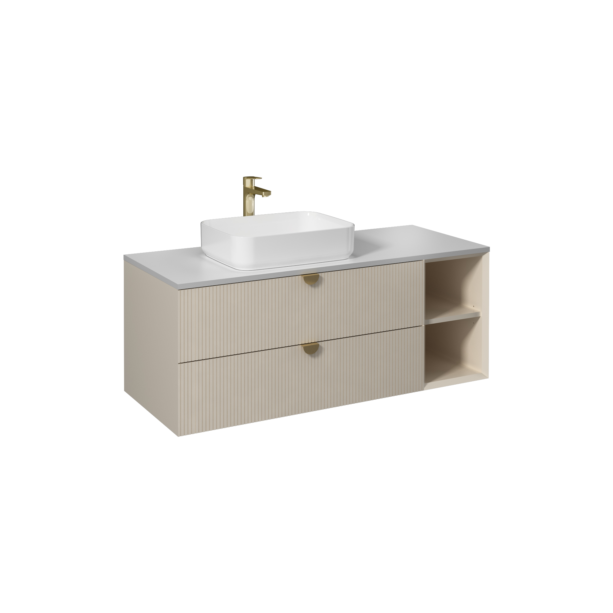 Infinity Washbasin Cabinet Dark Salmon, with Salmon Washbasin 51"
