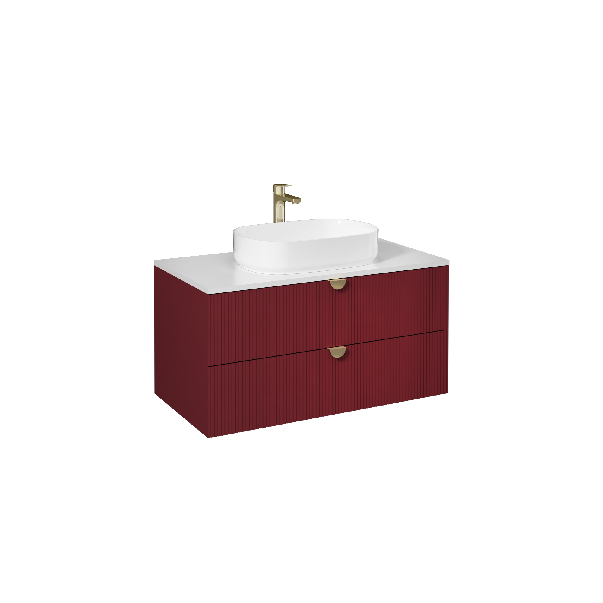 Infinity Washbasin Cabinet Dark Salmon, with Salmon Washbasin 51"
