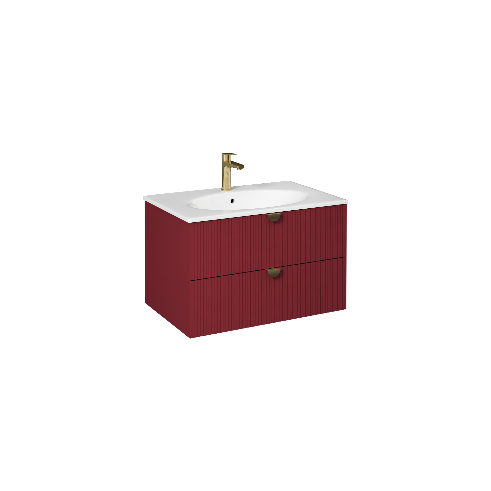 Infinity Washbasin Cabinet Dark Salmon, with Salmon Washbasin 51"