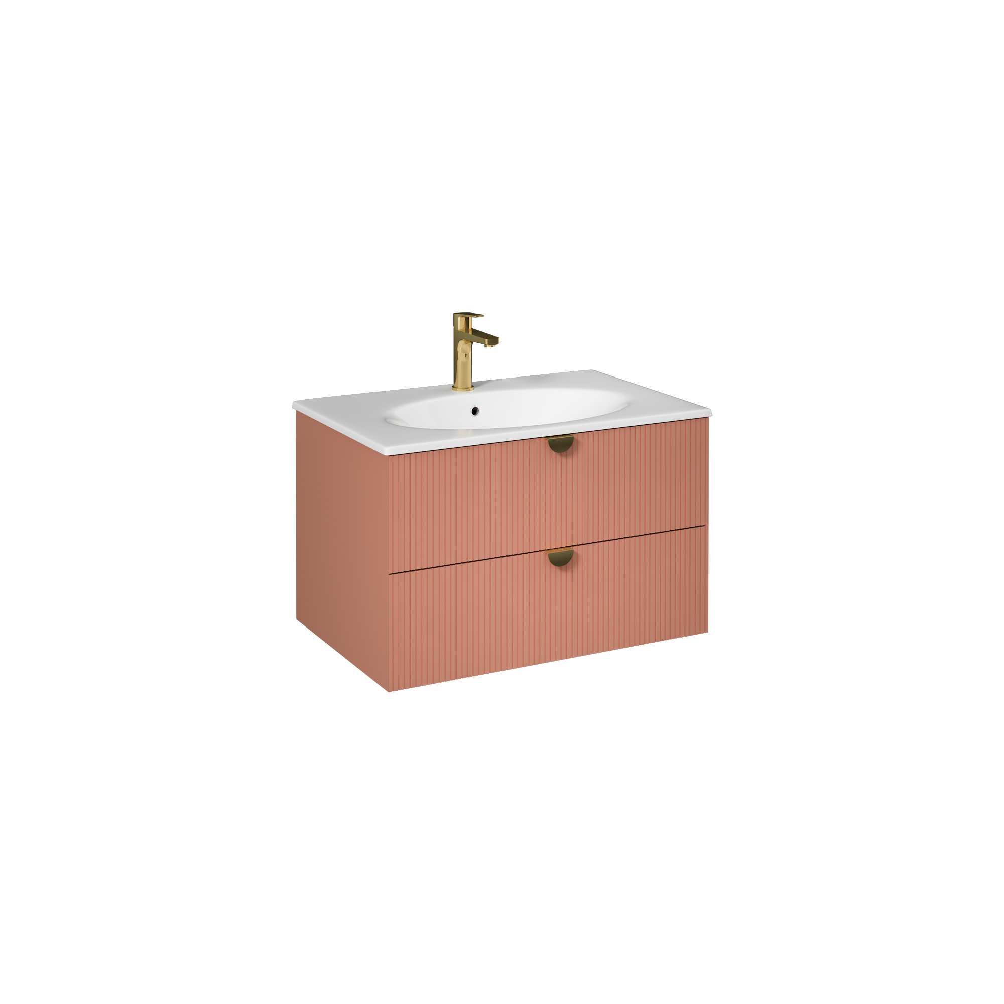 Infinity Washbasin Cabinet Dark Salmon, with Salmon Washbasin 51"