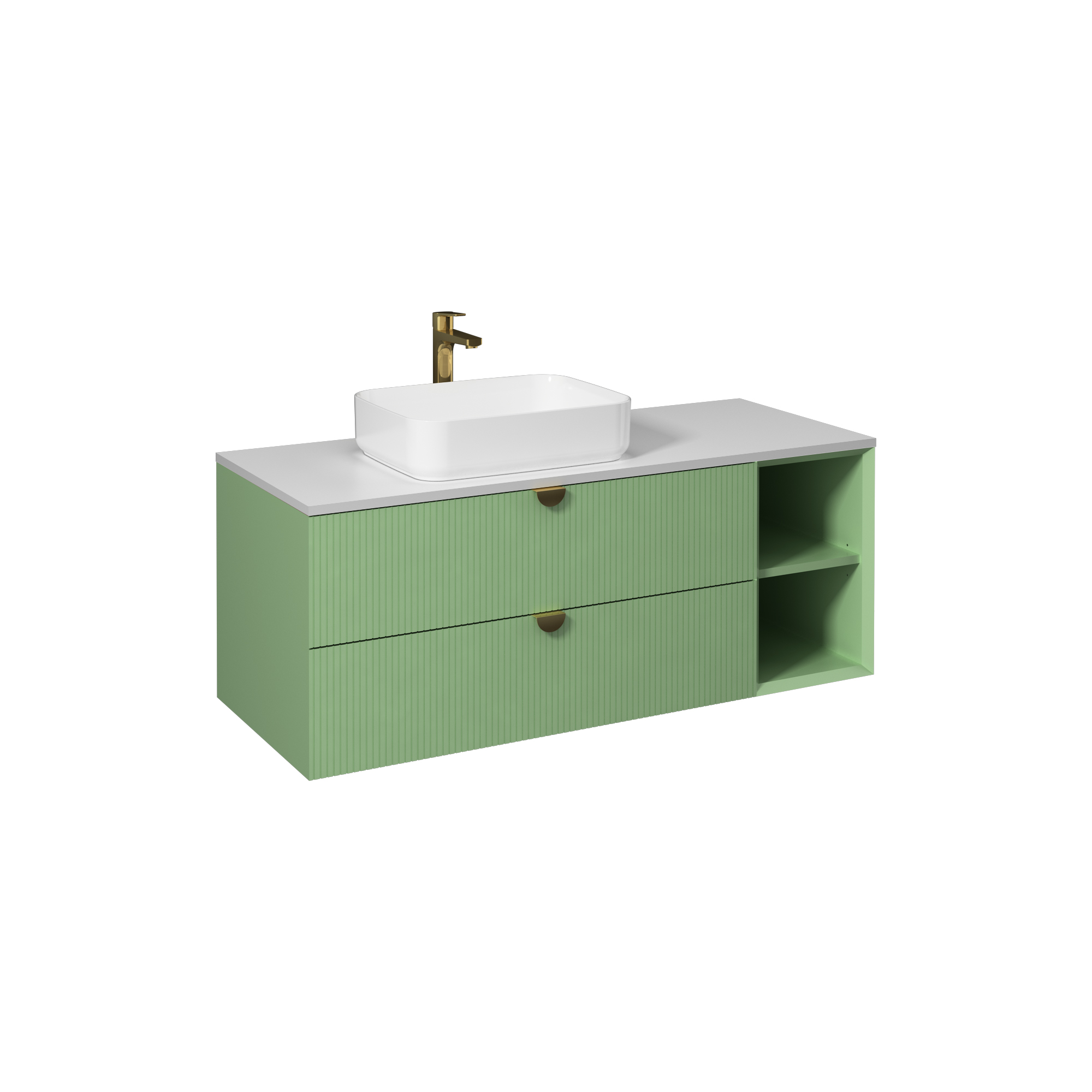 Infinity Washbasin Cabinet Dark Salmon, with Salmon Washbasin 51"