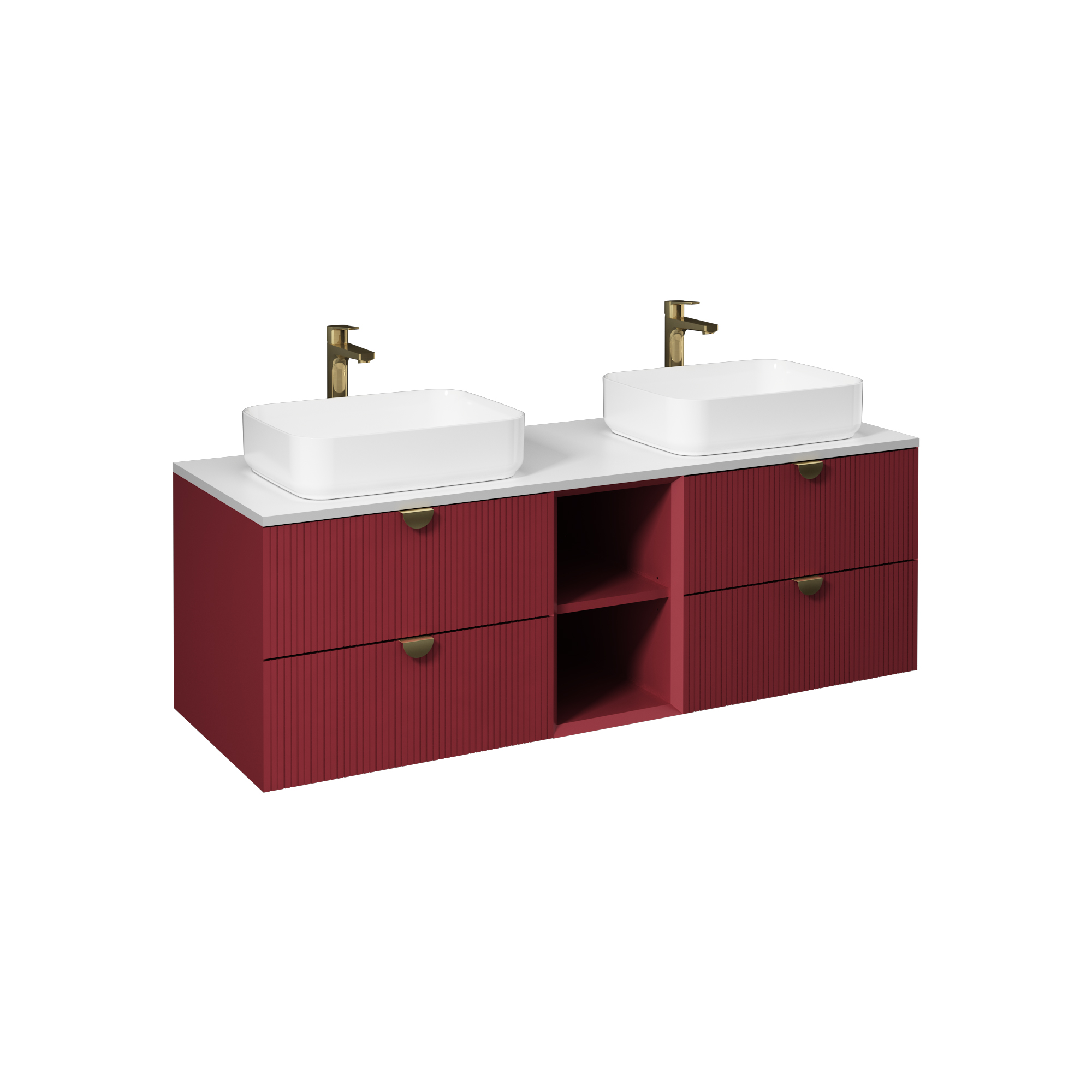 Infinity Washbasin Cabinet Dark Salmon, with Salmon Washbasin 51"