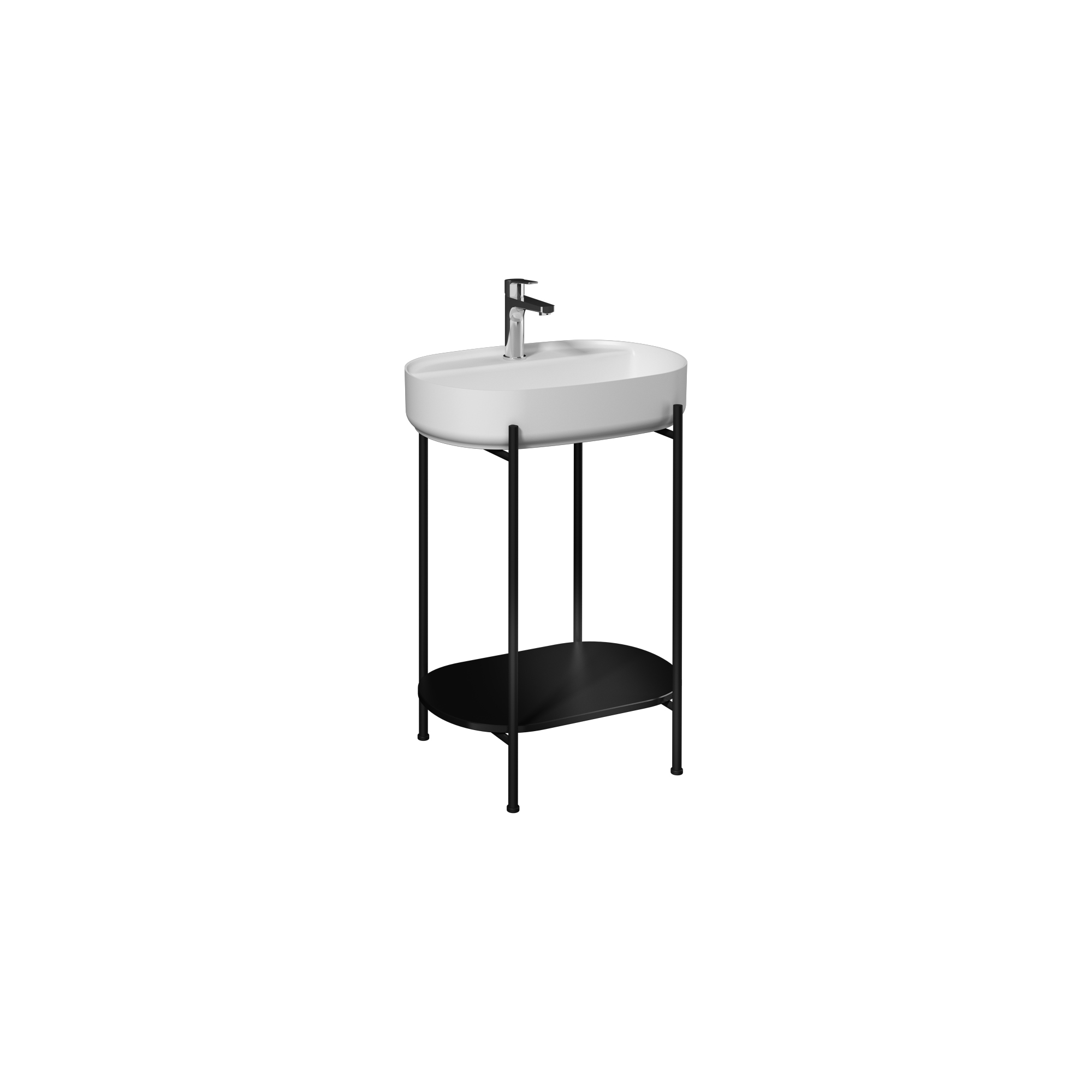 Puno Washbasin Unit Black, White washbasin 24"