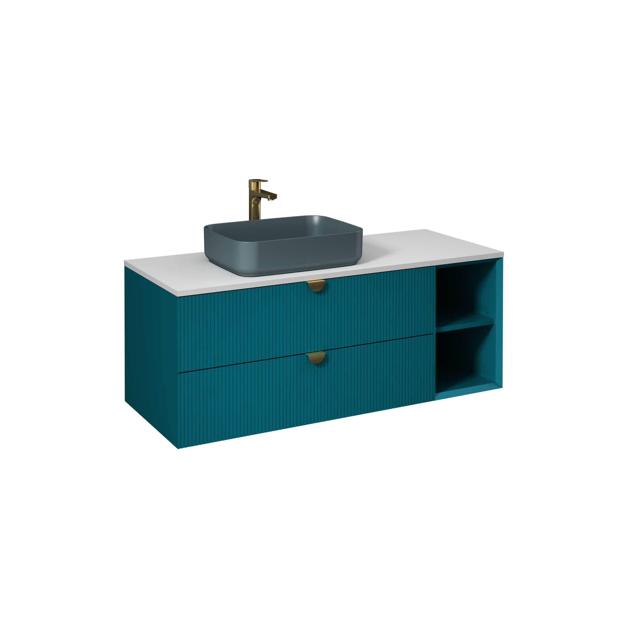 Infinity Washbasin Cabinet Ocean,  with Petrol Green Washbasi 51"