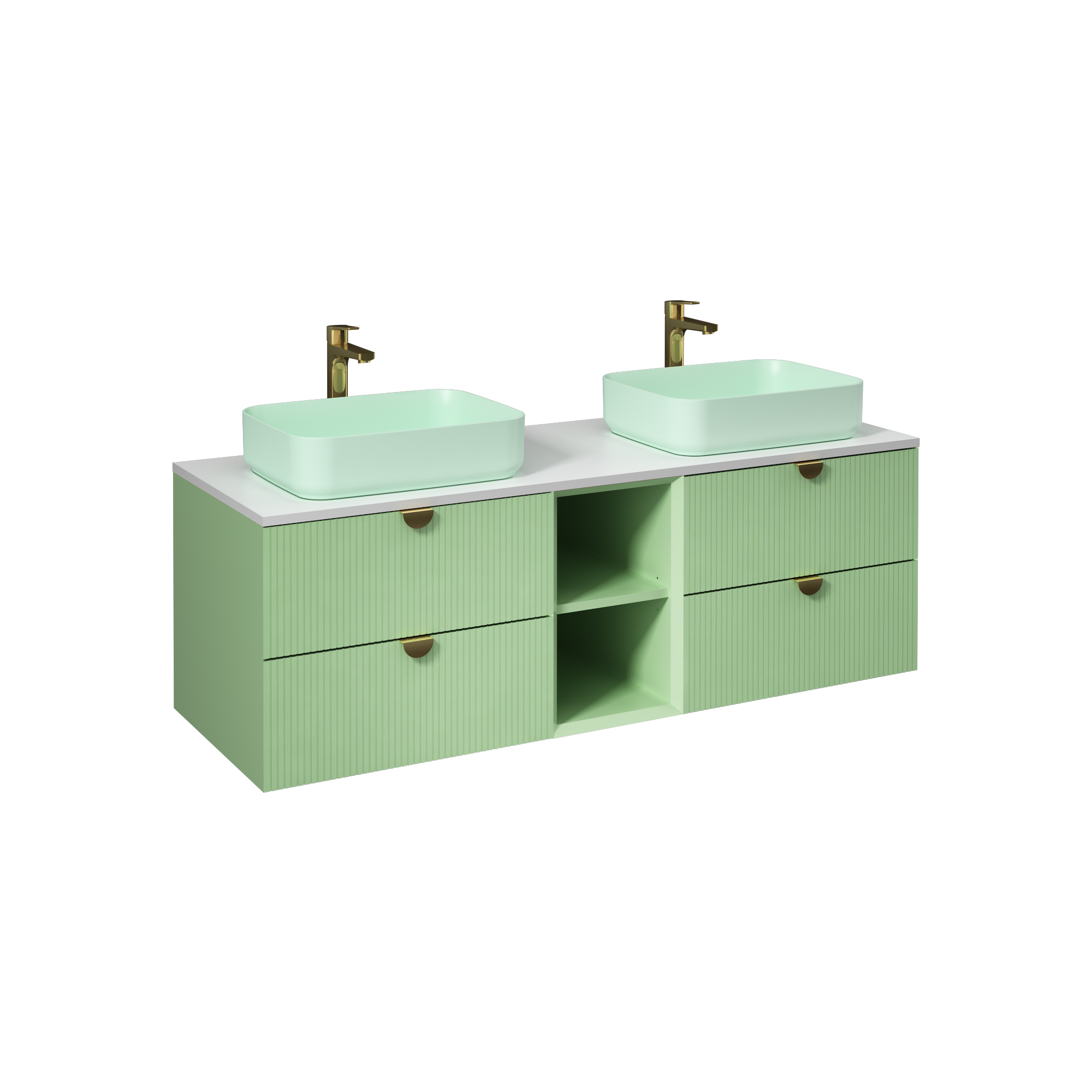 Infinity Washbasin Cabinet Dark Salmon, with Salmon Washbasin 51"
