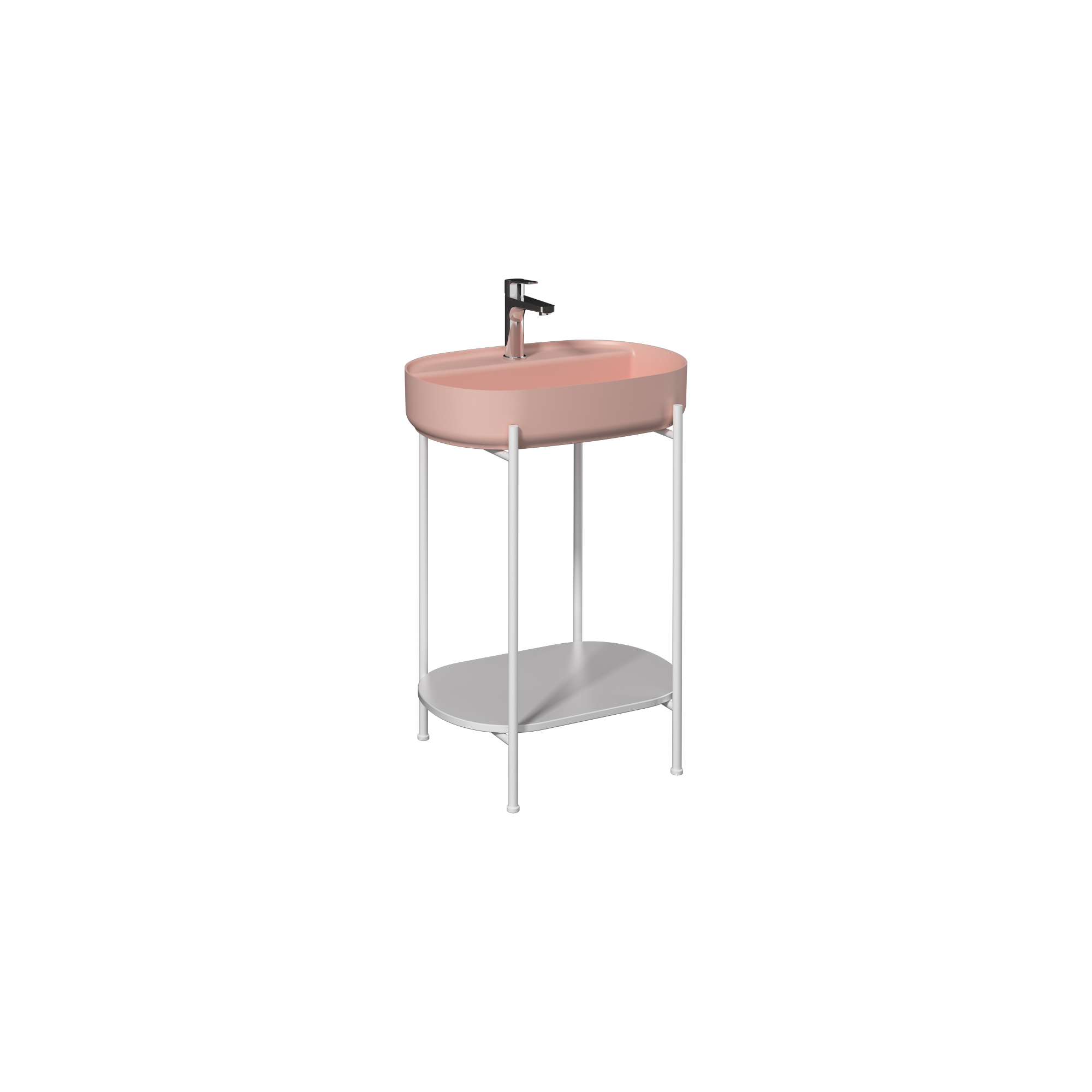 Puno Washbasin Unit White, Salmon washbasin 24"