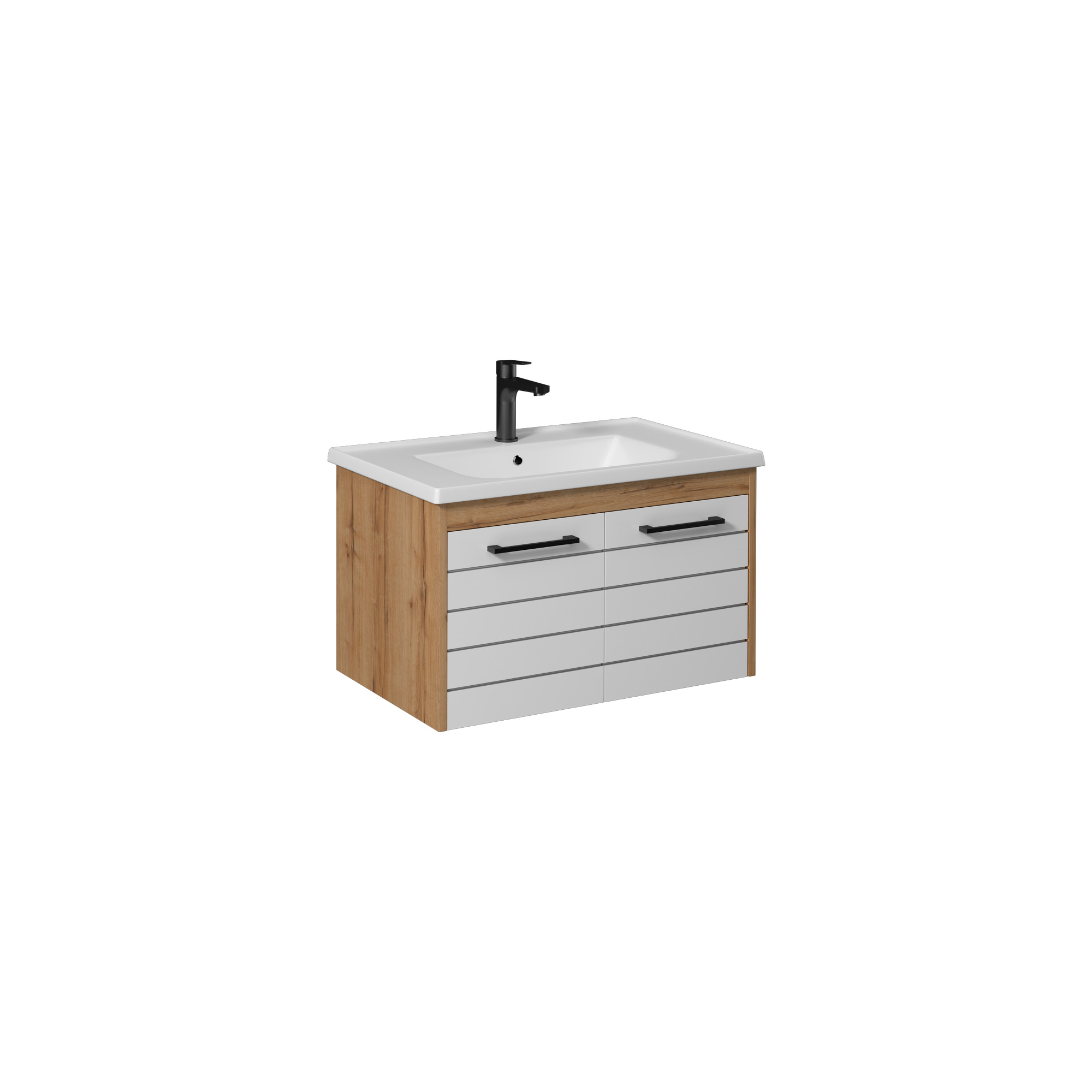 Aristo Washbasin Cabinet, Detroit & White 80 cm