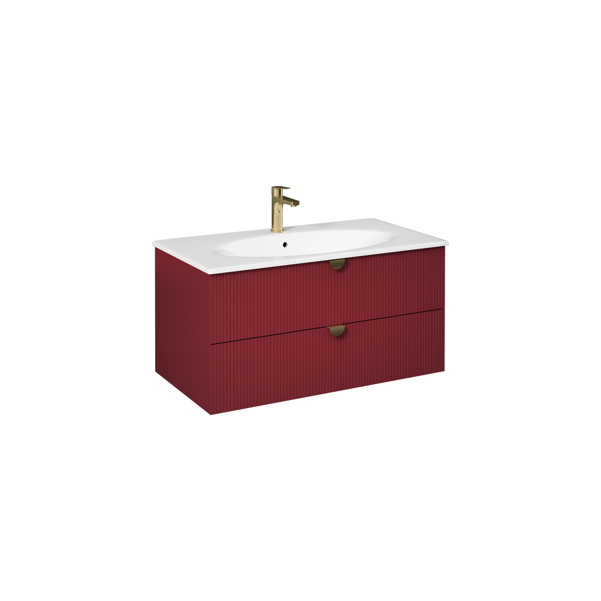 Infinity Washbasin Cabinet Dark Salmon, with Salmon Washbasin 51"