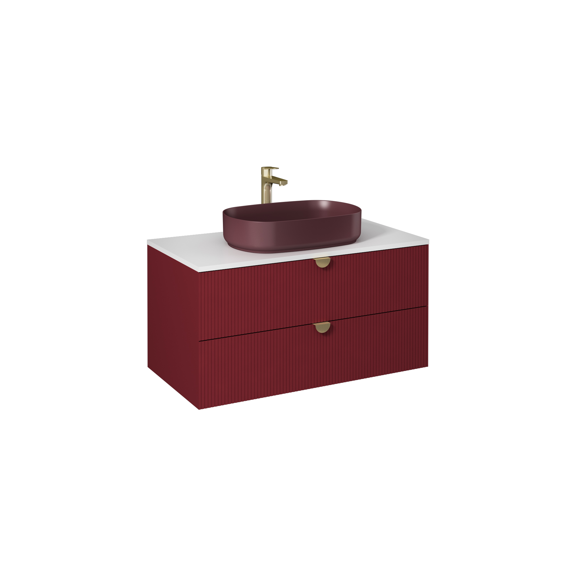 Infinity Washbasin Cabinet Dark Salmon, with Salmon Washbasin 51"