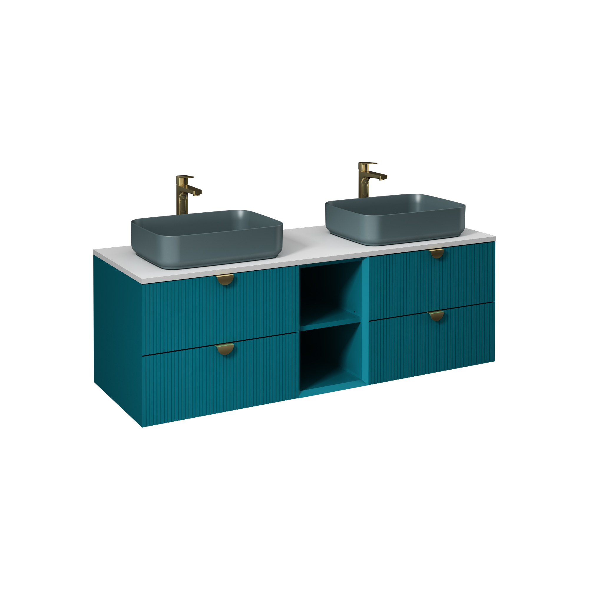 Infinity Washbasin Cabinet Dark Salmon, with Salmon Washbasin 51"