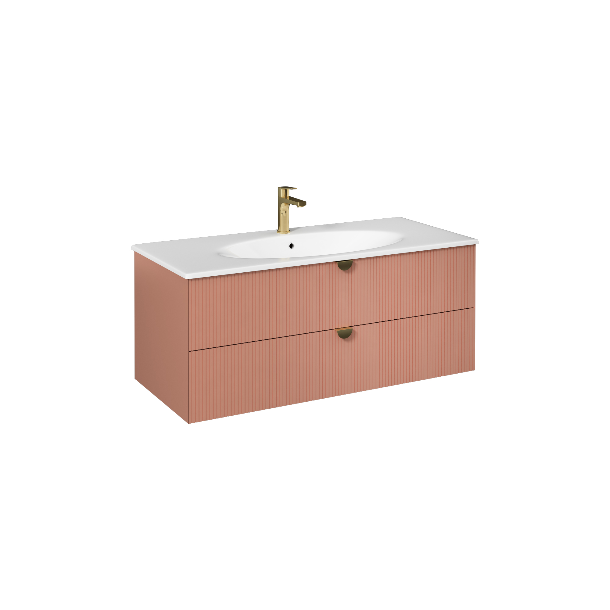 Infinity Washbasin Cabinet Dark Salmon, with Salmon Washbasin 51"