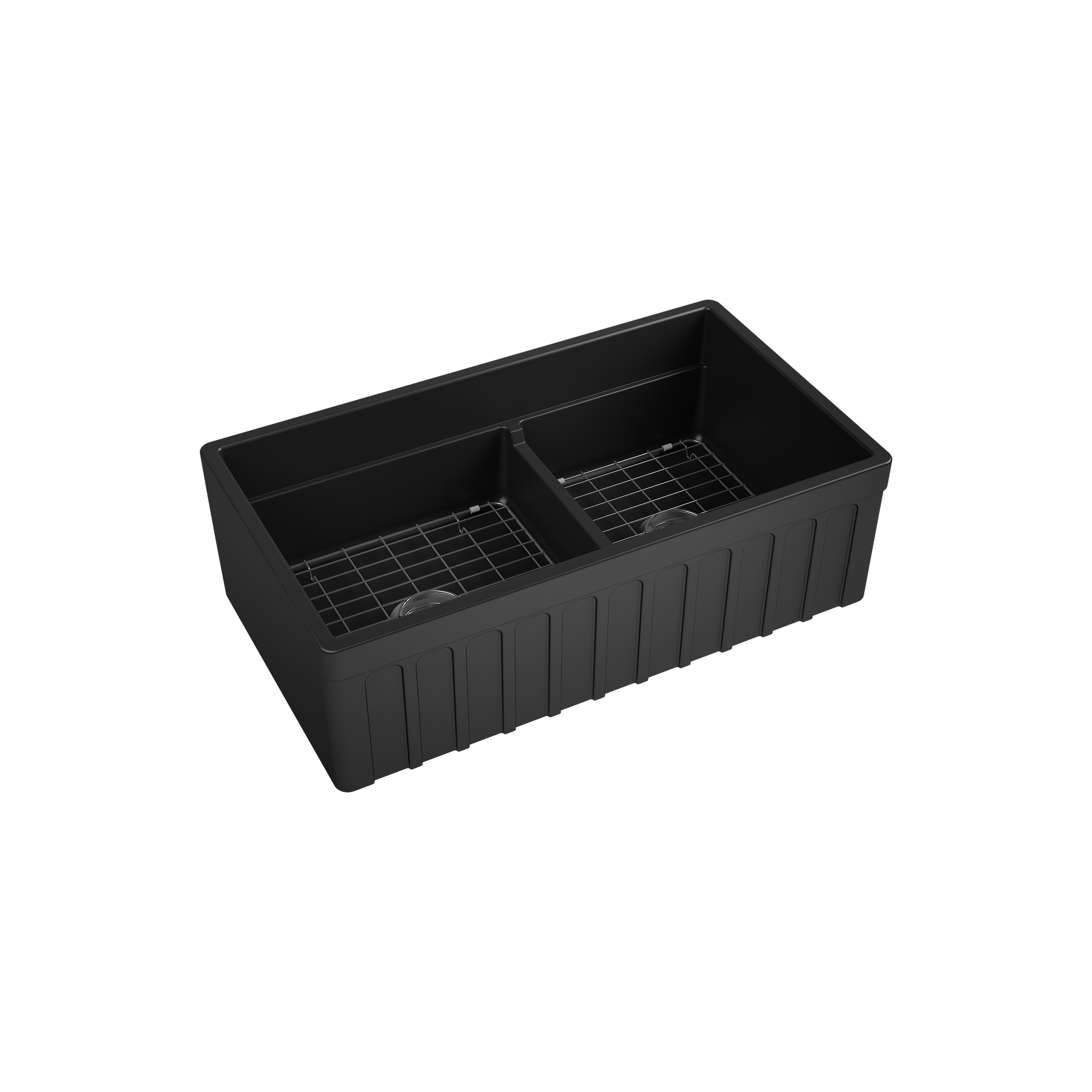 Modenna  33" Double Bowl, Low Level Steped, Black