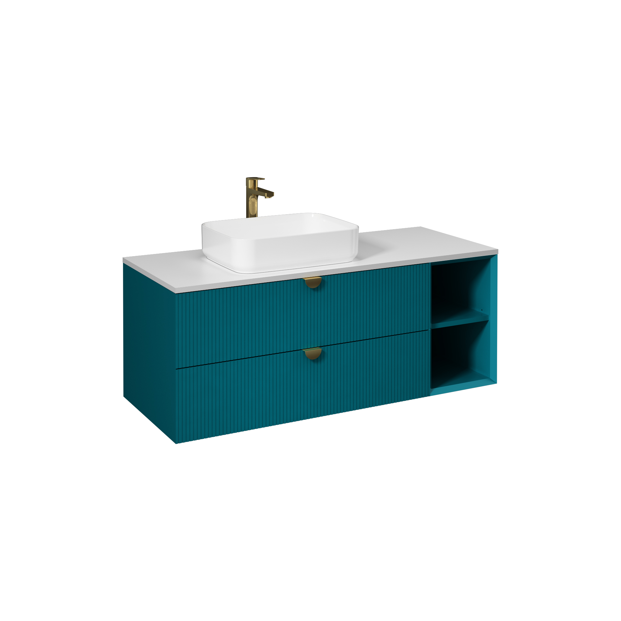 Infinity Washbasin Cabinet Dark Salmon, with Salmon Washbasin 51"
