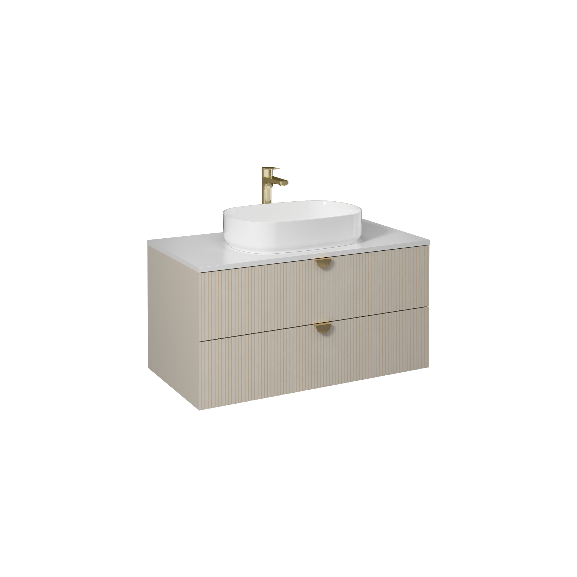 Infinity Washbasin Cabinet Dark Salmon, with Salmon Washbasin 51"