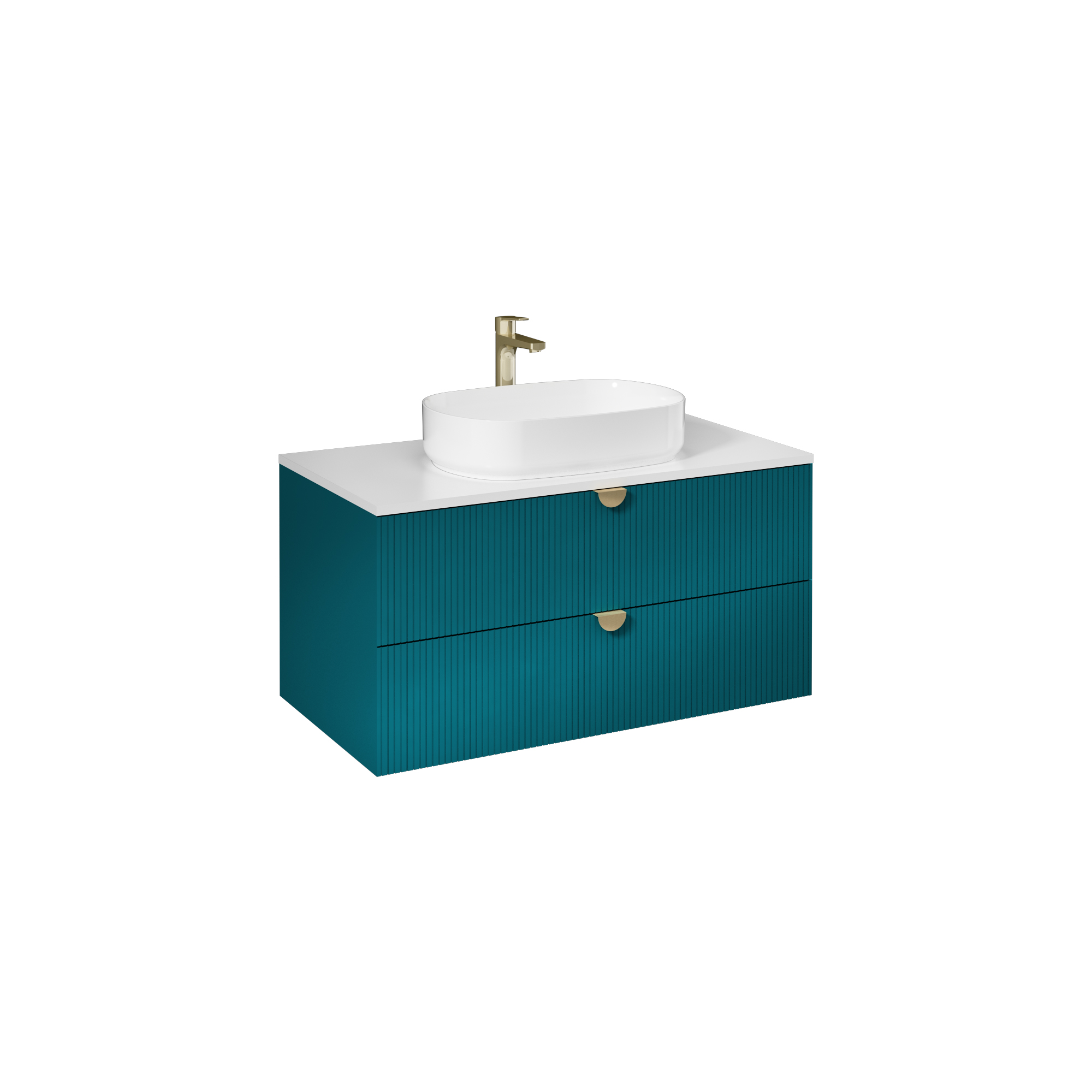 Infinity Washbasin Cabinet Dark Salmon, with Salmon Washbasin 51"