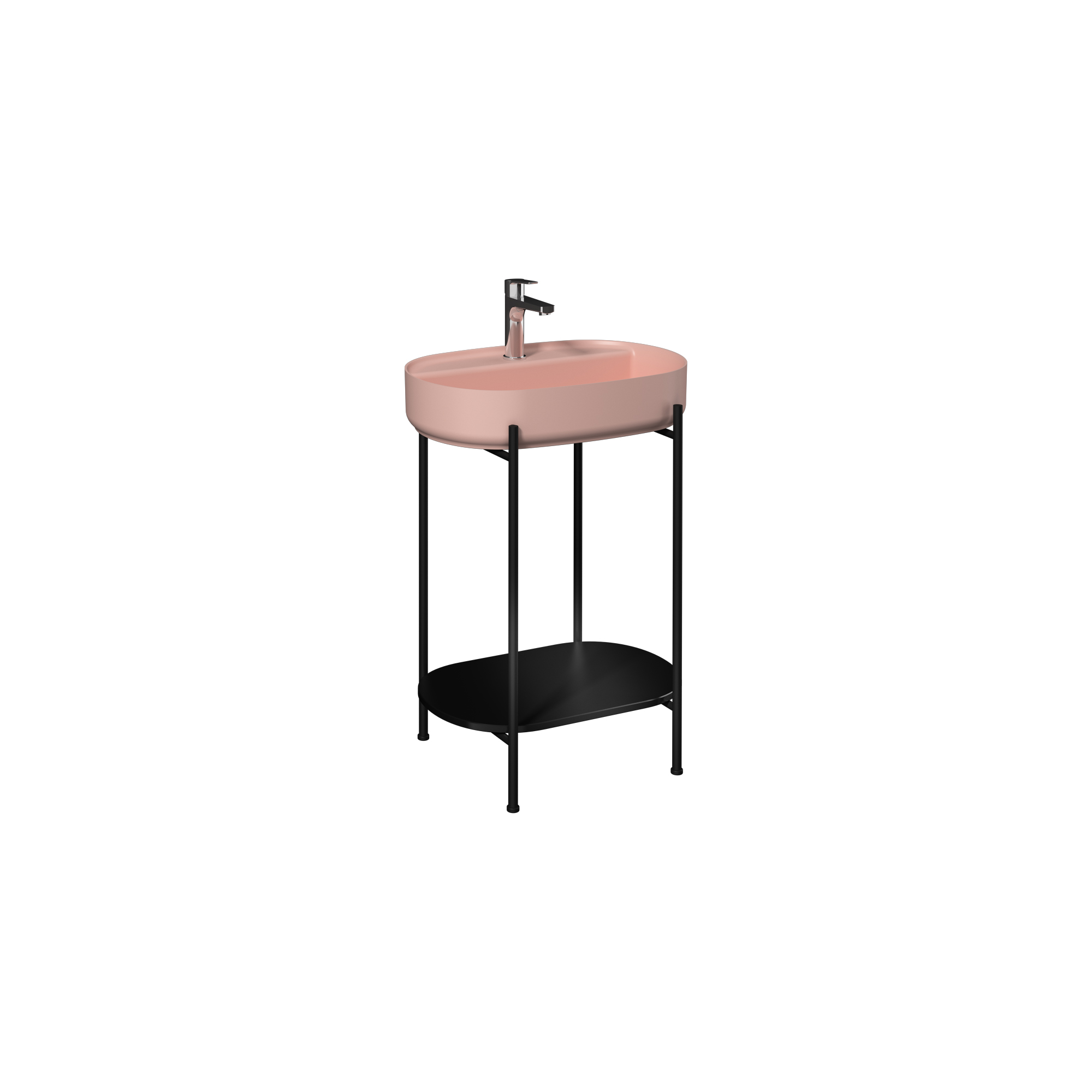 Puno Washbasin Unit Black, Salmon washbasin 24"