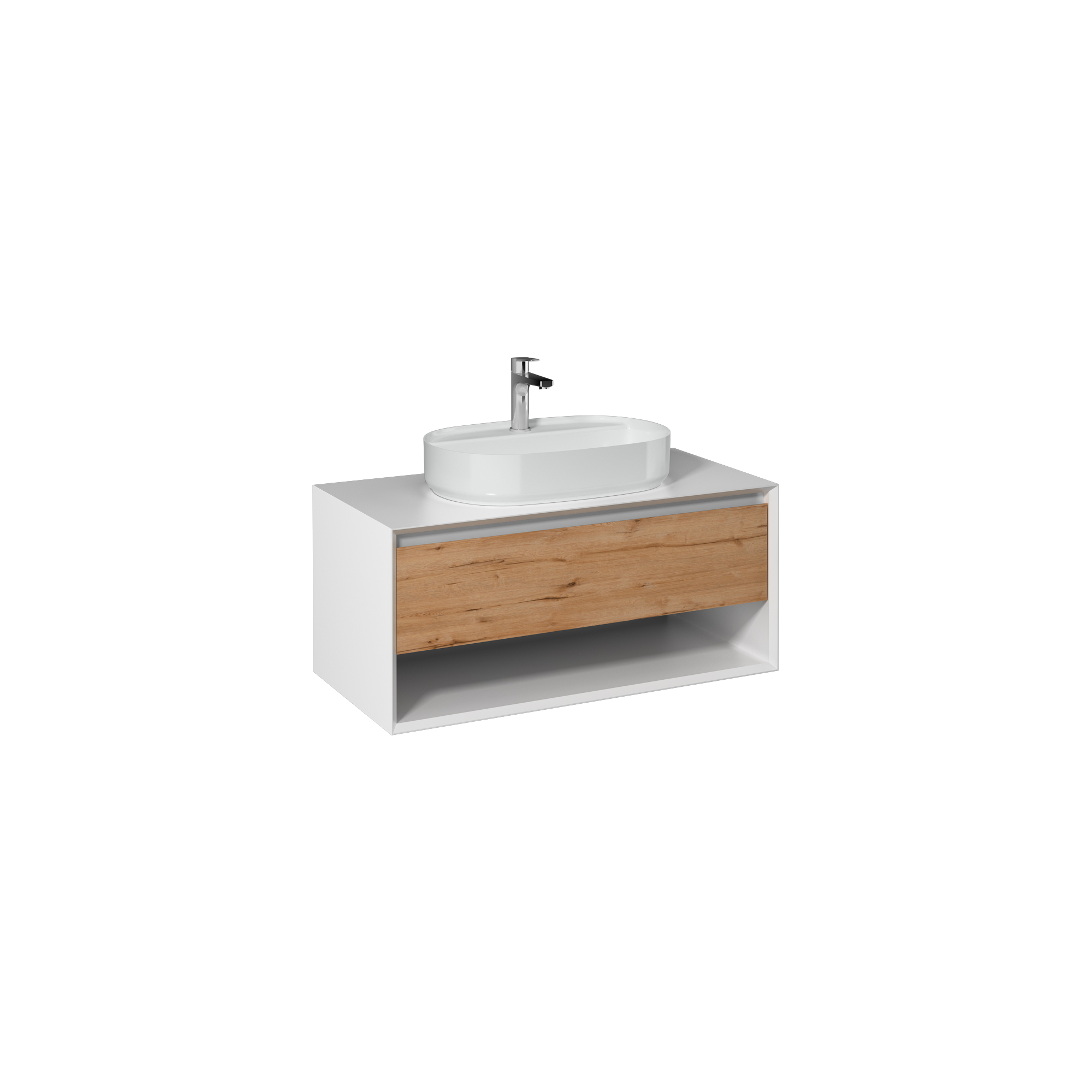 Luca Washbasin Cabinet, White Oak