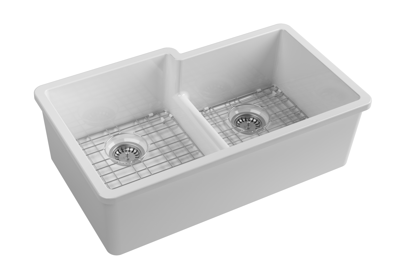 Pescara Double Bowl , Asymmetric 33" Matte White