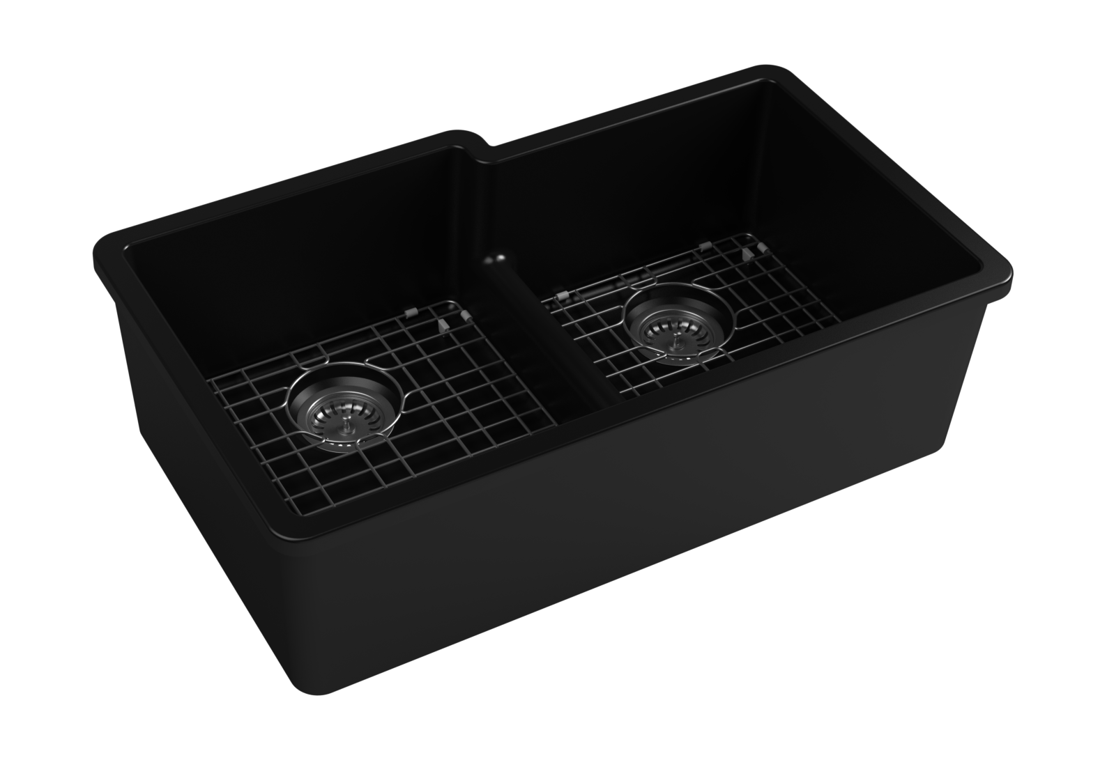 Pescara Double Bowl , Asymmetric 33" Black