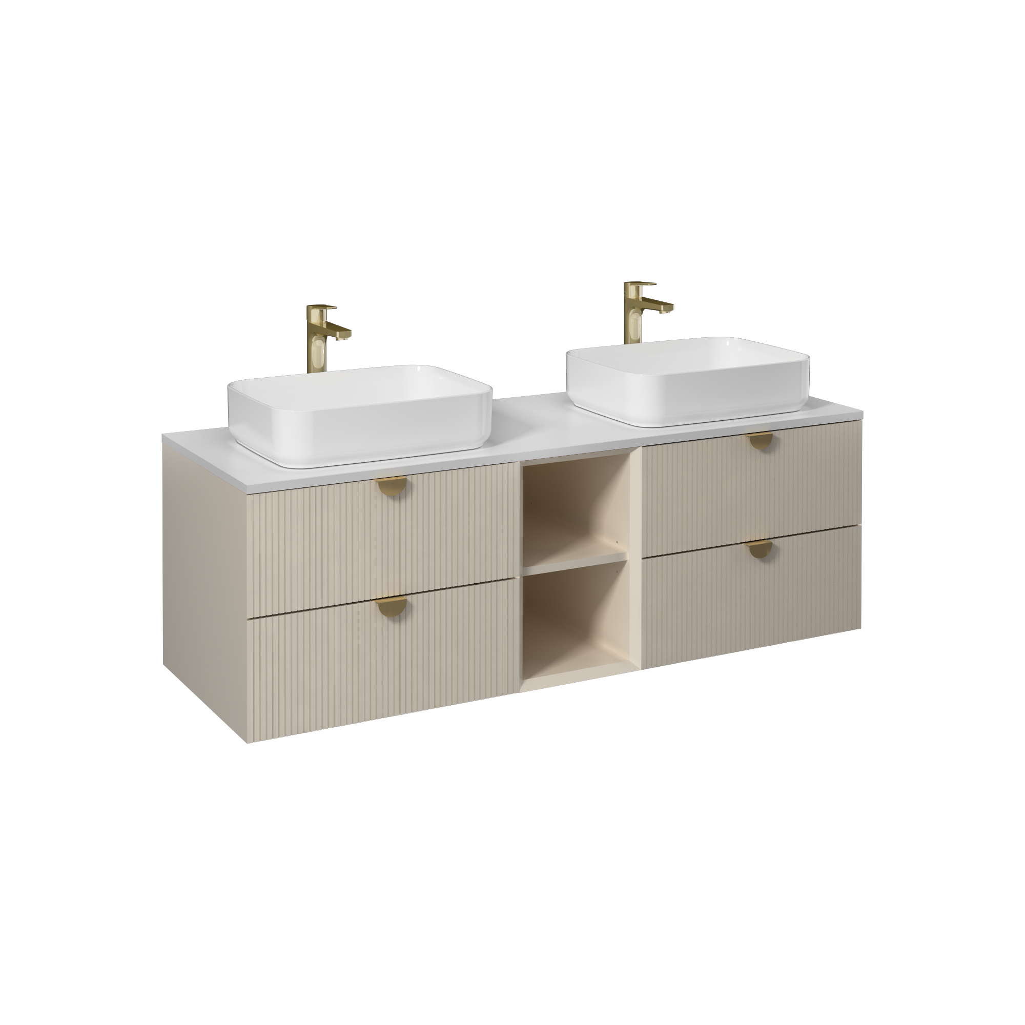 Infinity Washbasin Cabinet Dark Salmon, with Salmon Washbasin 51"