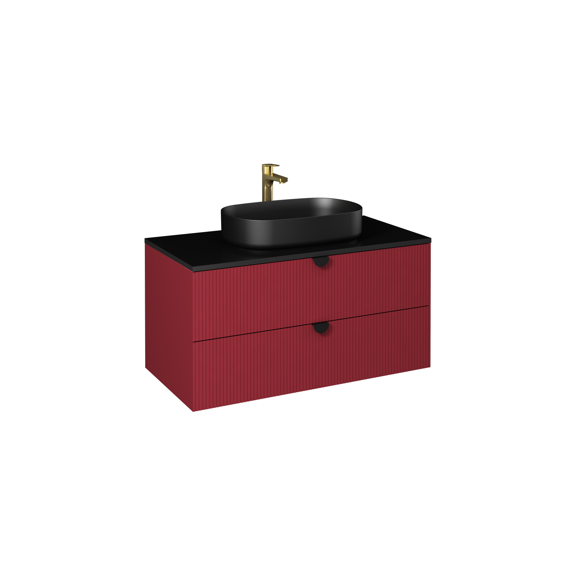 Infinity Washbasin Cabinet Dark Salmon, with Salmon Washbasin 51"