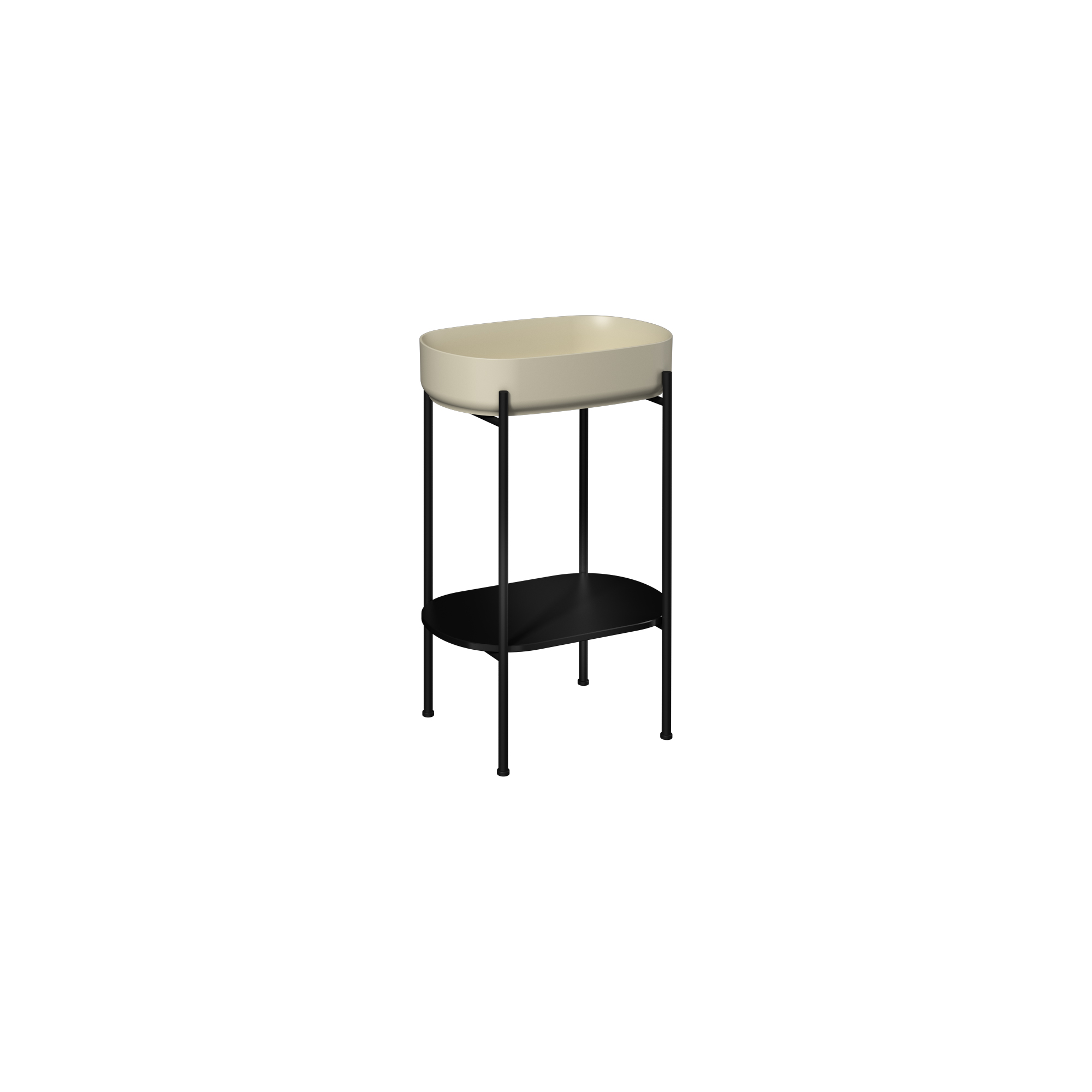 Puno Washbasin Unit Black, (Ivory washbasin) 22"