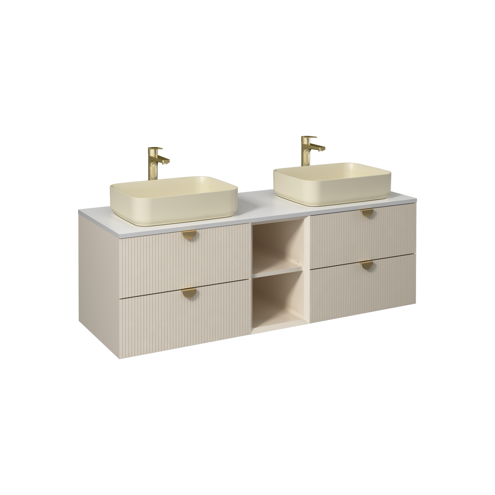 Infinity Washbasin Cabinet Dark Salmon, with Salmon Washbasin 51"