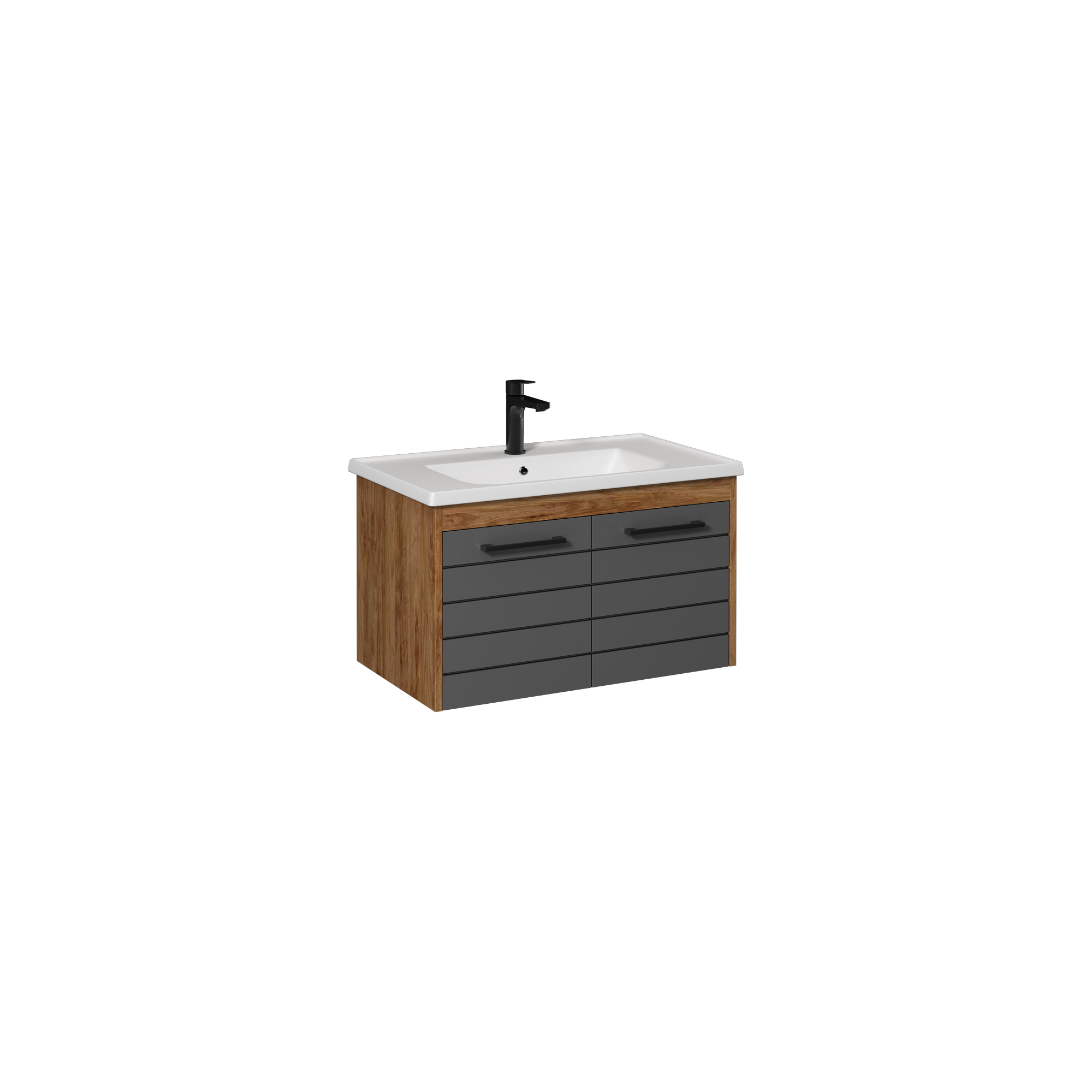 Aristo Washbasin Cabinet, Detroit & White 80 cm
