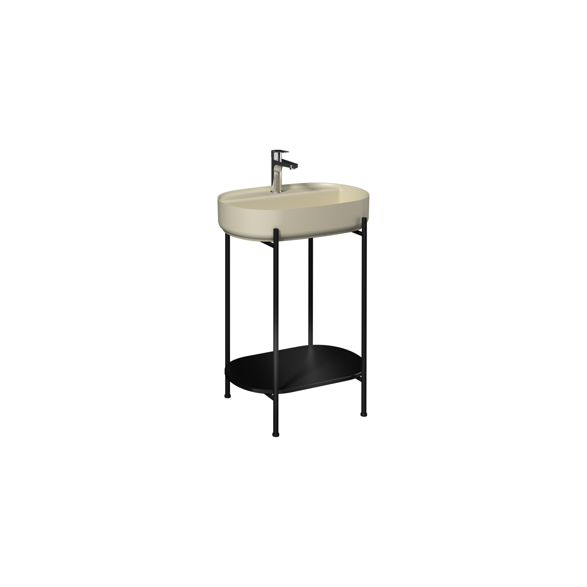 Puno Washbasin Unit Black, Ivory washbasin 24"