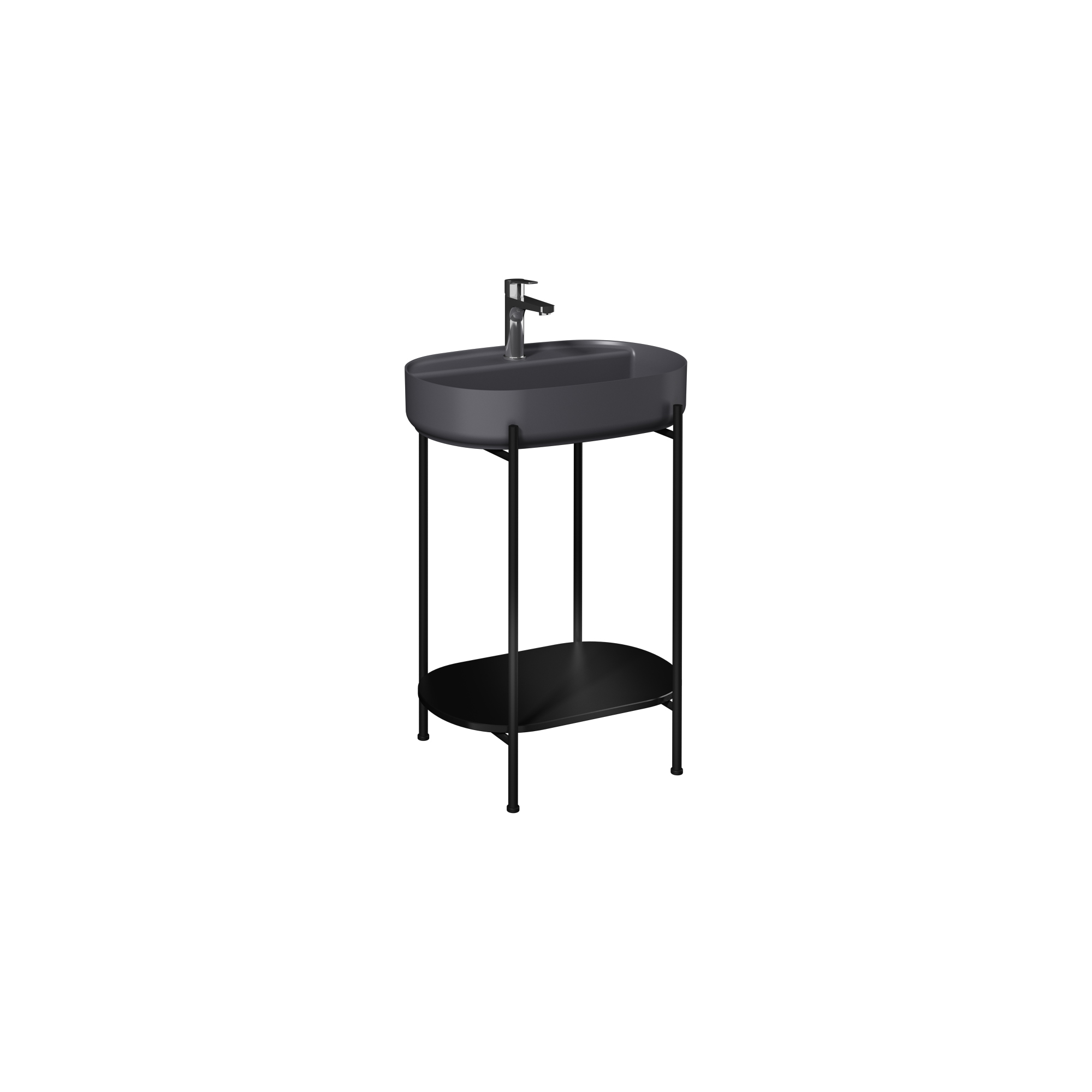 Puno Washbasin Unit Black, Anthracite washbasin 24"