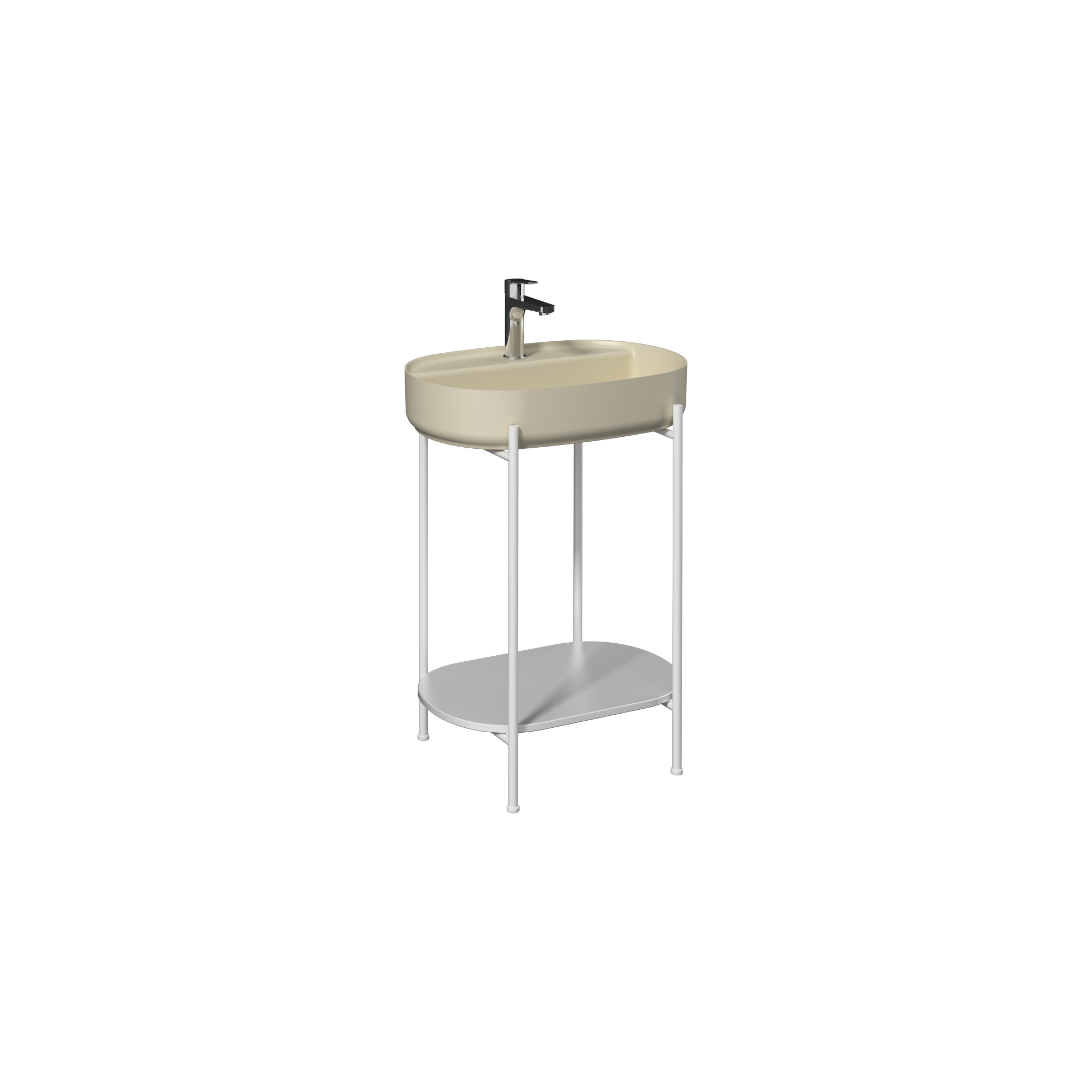 Puno Washbasin Unit White, Ivory washbasin 24"