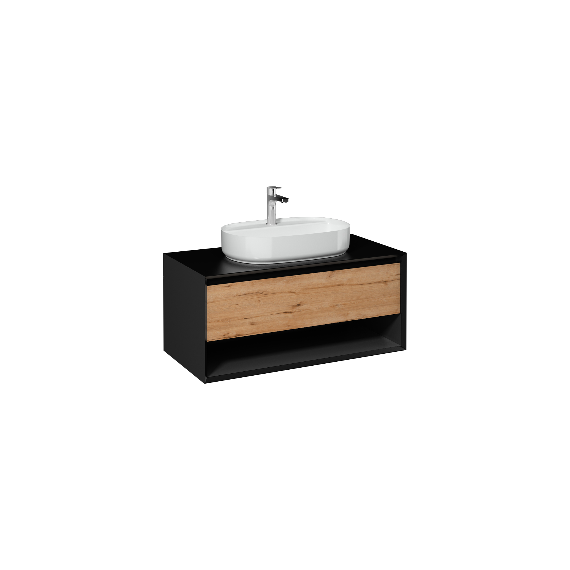 Luca Washbasin Cabinet, Black Oak 100 cm